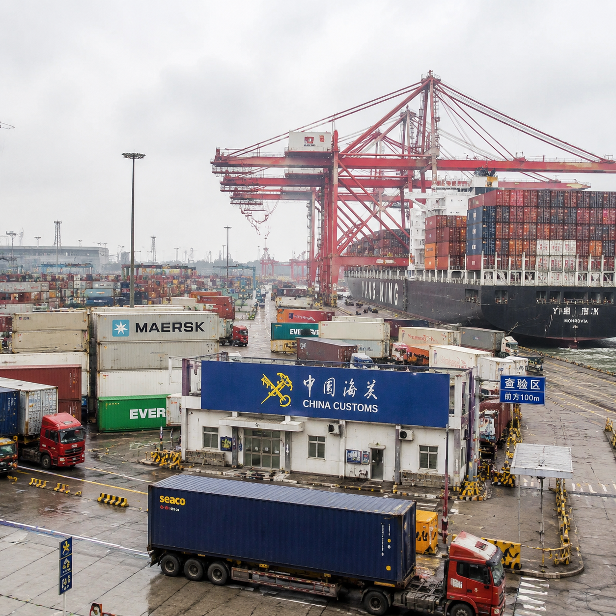 Export cargo inspection at Chinese port