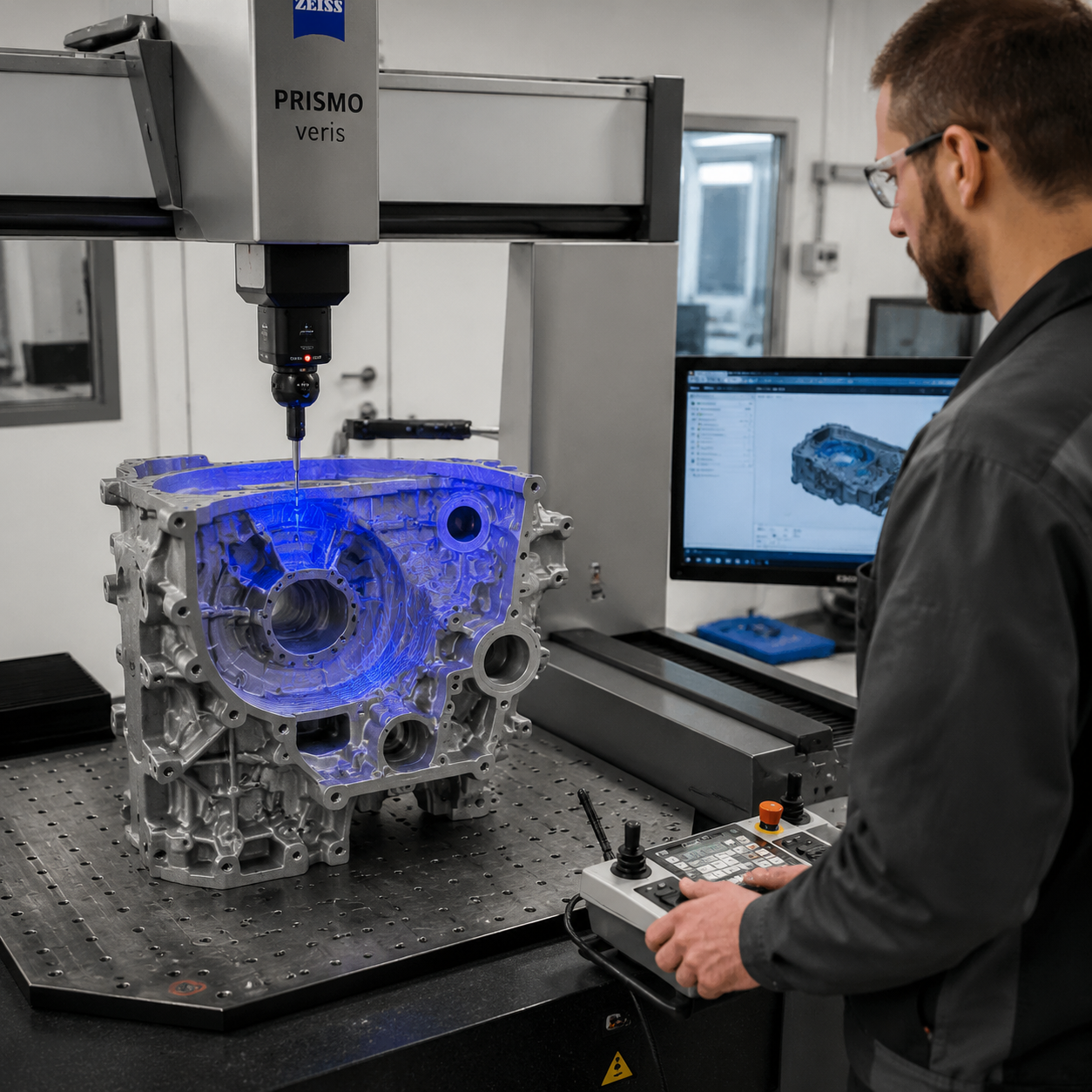 Dimensional inspection of casting sample using CMM