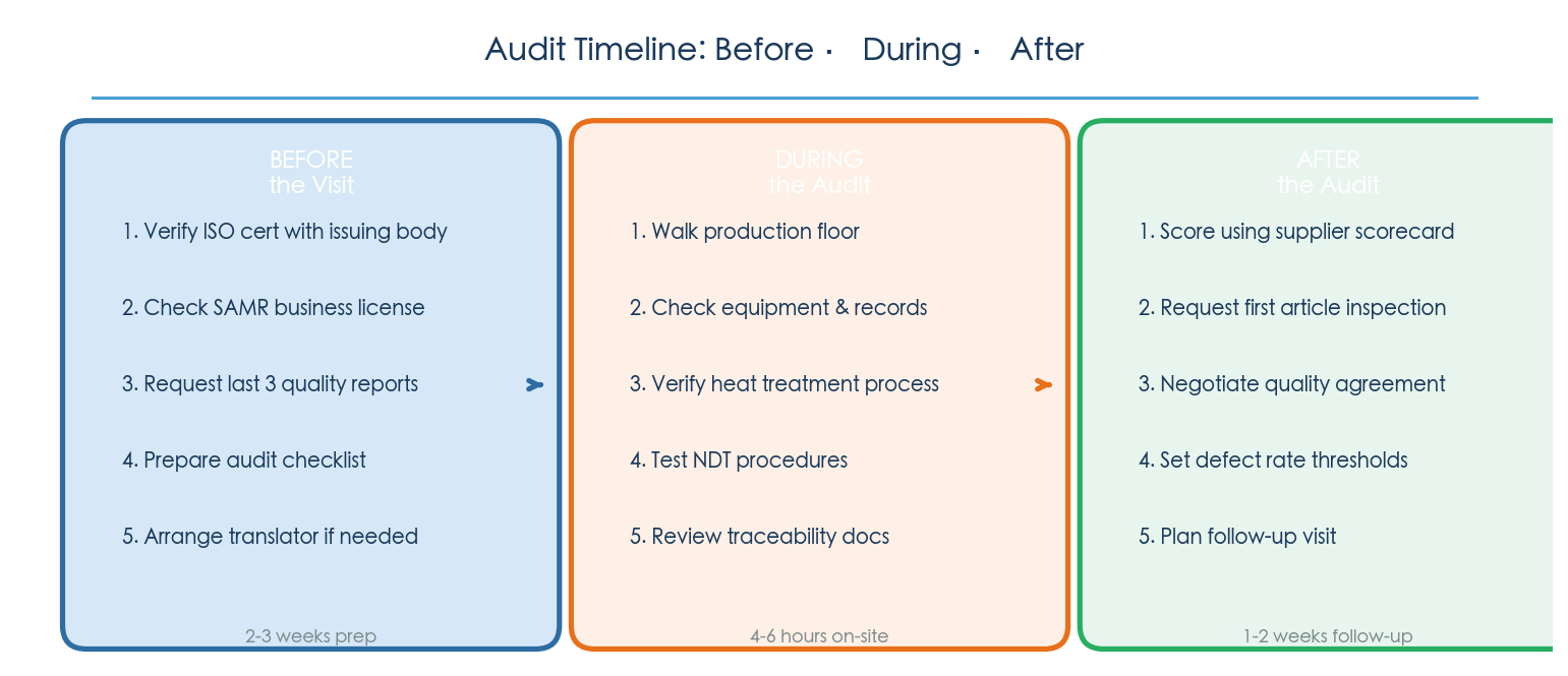 Typical foundry audit timeline - 2-3 day visit schedule